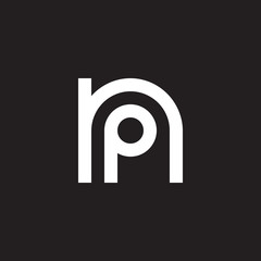 Initial lowercase letter logo np, pn, p inside n, monogram rounded shape, white color on black background © ariefpro