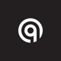Initial lowercase letter logo oq, qo, q inside o, monogram rounded shape, white color on black background