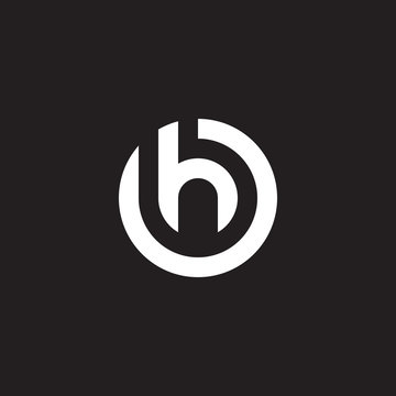 Initial lowercase letter logo oh, ho, h inside o, monogram rounded shape, white color on black background