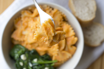 Pasta with white and red sauce