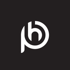 Obraz premium Initial lowercase letter logo ph, hp, h inside p, monogram rounded shape, white color on black background