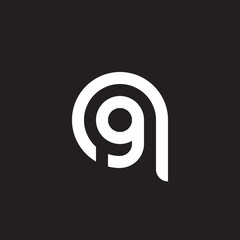 Initial lowercase letter logo qg, gq, g inside q, monogram rounded shape, white color on black background