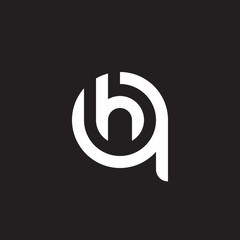 Initial lowercase letter logo qh, hq, h inside q, monogram rounded shape, white color on black background