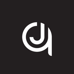 Initial lowercase letter logo qj, jq, j inside q, monogram rounded shape, white color on black background