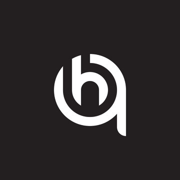 Initial lowercase letter logo qh, hq, h inside q, monogram rounded shape, white color on black background