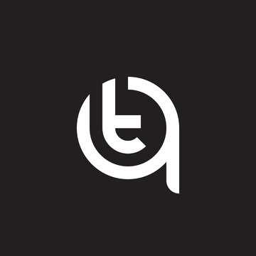 Initial lowercase letter logo qt, tq, t inside q, monogram rounded shape, white color on black background