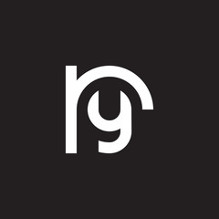 Initial lowercase letter logo ry, yr, y inside r, monogram rounded shape, white color on black background - obrazy, fototapety, plakaty