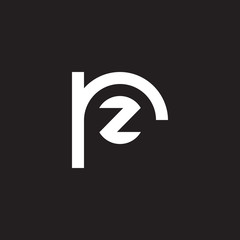 Initial lowercase letter logo rz, zr, z inside r, monogram rounded shape, white color on black background