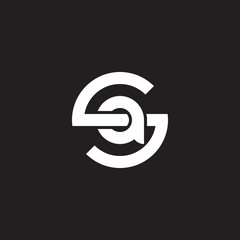 Initial lowercase letter logo sa, as, a inside s, monogram rounded shape, white color on black background
