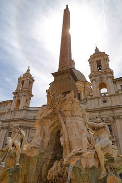 Fontana dei Quattro Fiumi centre Rome, Italy.