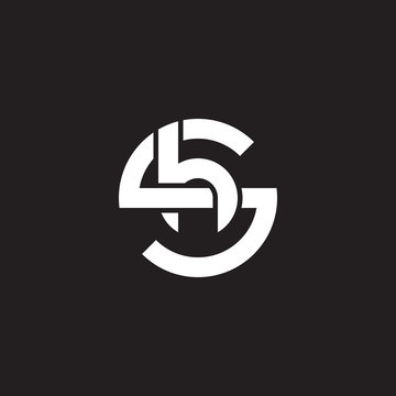 Initial lowercase letter logo sh, hs, h inside s, monogram rounded shape, white color on black background