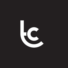 Initial lowercase letter logo tc, ct, c inside t, monogram rounded shape, white color on black background