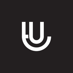 Initial lowercase letter logo tu, ut, u inside t, monogram rounded shape, white color on black background