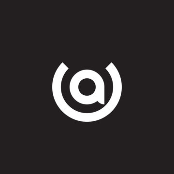 Initial lowercase letter logo ua, au, a inside u, monogram rounded shape, white color on black background
