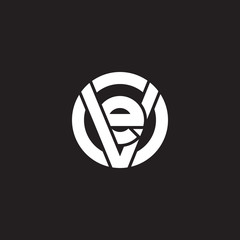 Naklejka premium Initial lowercase letter logo ve, ev, e inside v, monogram rounded shape, white color on black background