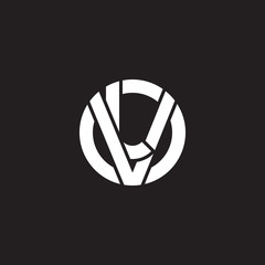 Initial lowercase letter logo vl, , , l inside v, monogram rounded shape, white color on black background