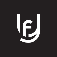 Initial lowercase letter logo yf, fy, f inside y, monogram rounded shape, white color on black background

 - obrazy, fototapety, plakaty