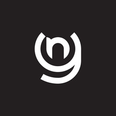 Initial lowercase letter logo yn, ny, n inside y, monogram rounded shape, white color on black background

 - obrazy, fototapety, plakaty
