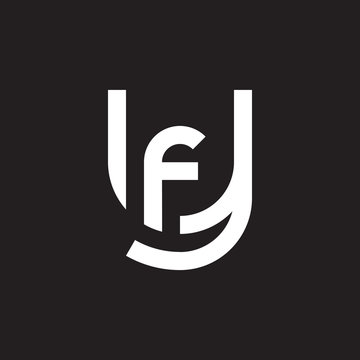 Initial lowercase letter logo yf, fy, f inside y, monogram rounded shape, white color on black background

