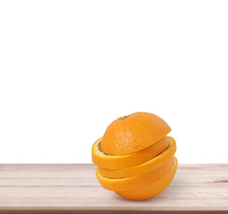 orange  on white wooden table