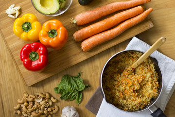 Peppers stuffed with quinoa and avocado pesto