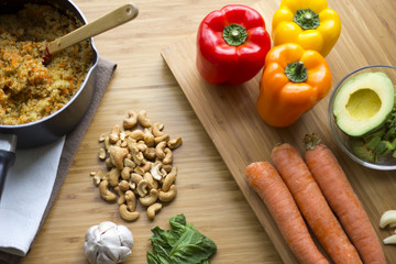 Peppers stuffed with quinoa and avocado pesto