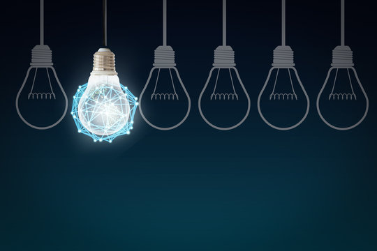 Creative abstract light bulb technology background, Innovative, Idea and futuristic thinking concept. 

