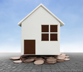 House on pile of coins,money
