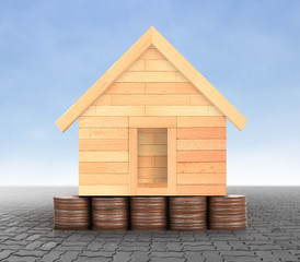 House on pile of coins,money