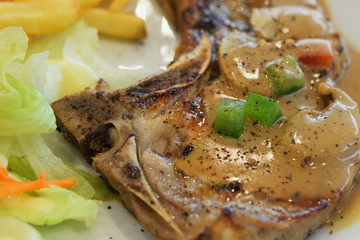 Pork steak and vegetable dish