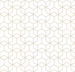 Papier peint Or abstrait géométrique motif de cubes vectoriels de grille de ligne géométrique sans soudure