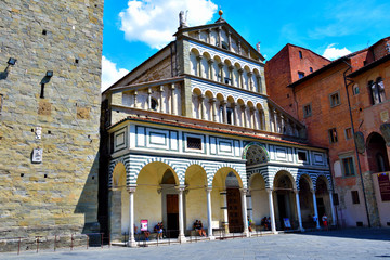 The Cathedral of San Zeno, built in the 10th century in Piazza Duomo. Pistoia, Tuscany, Italy