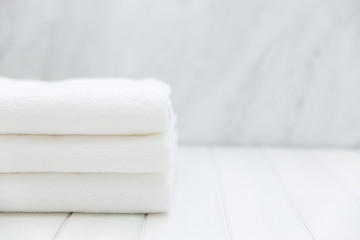 All White Spa and Bath Image - Stacked Towels