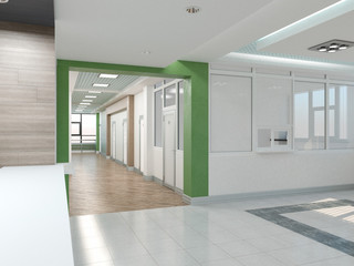 Public interior  3D rendering.