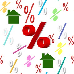 бесшовный узор красный знак процента на белом фоне