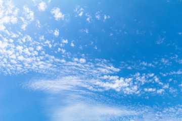 Fototapeta na wymiar Clear blue sky background with white clouds.