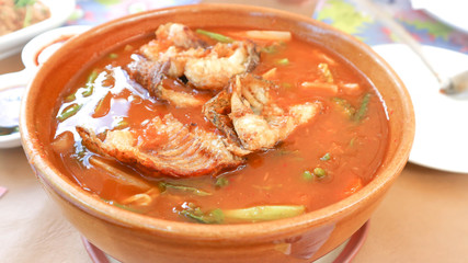 Sour soup with fish and mixed veggies