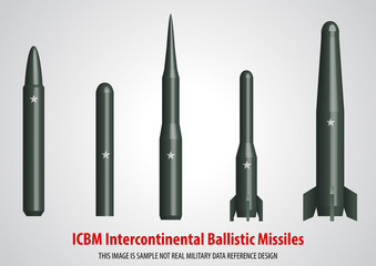 intercontinental ballistic missile (ICBM) 3D vector illustration sample design.