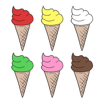 set of color ice cream illustration