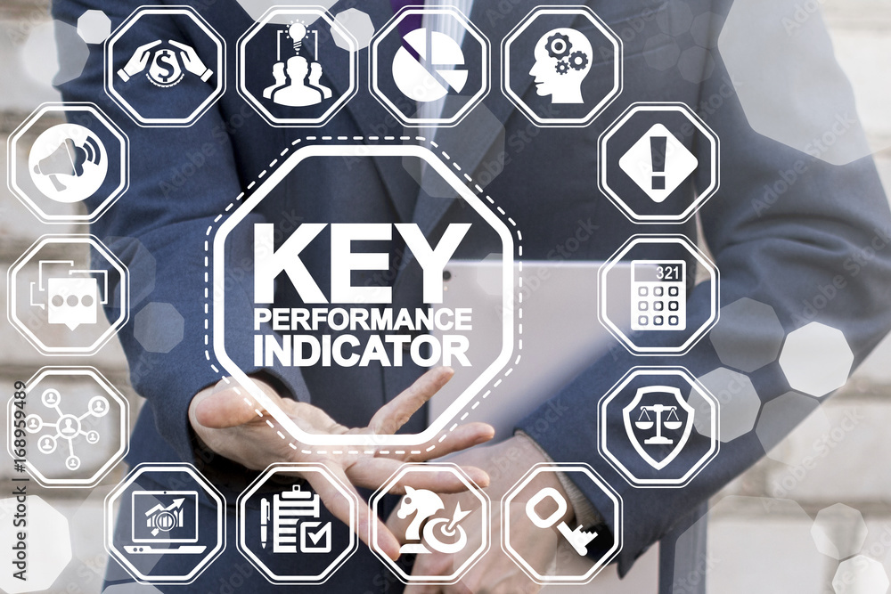 Poster key performance indicator (kpi) using business intelligence (bi) metrics to measure achievement vers