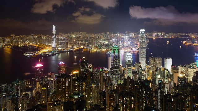 Timelapse of Hong Kong metropolis at night