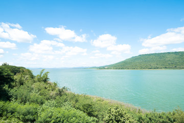 Landscape of Lam ta khong dam in southeastern of Thailand