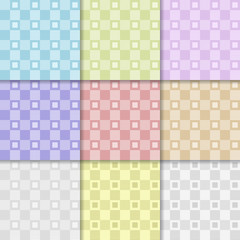 Colored geometric set of seamless patterns