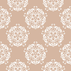Seamless beige pattern with wallpaper ornaments