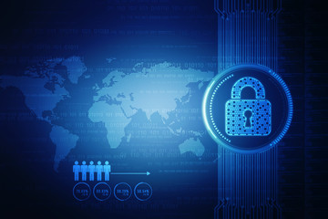 2d illustration Safety concept: Closed Padlock on digital background