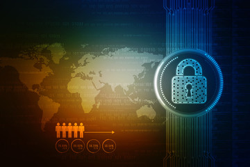 2d illustration Safety concept: Closed Padlock on digital background