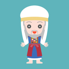 high priest of Jewish in cute character, flat design cartoon