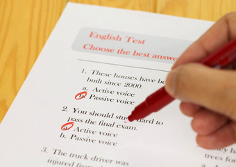 English test on desk