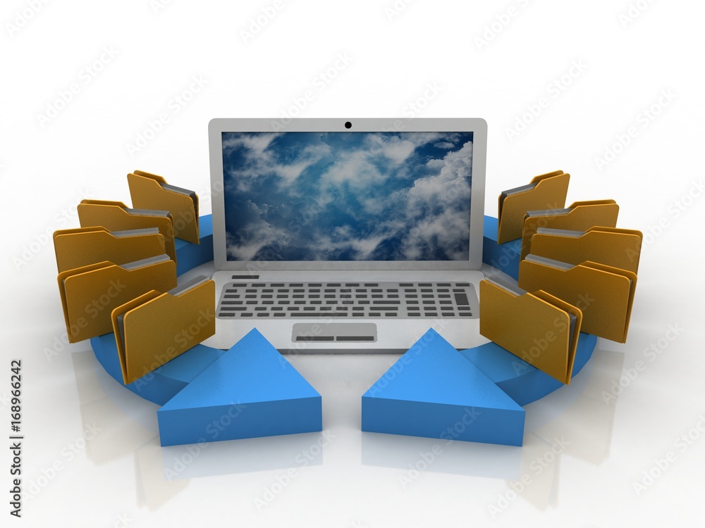 Poster 3d rendering folder with documents