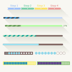  flat web design progress bars set. set of various elements used for User Interface projects.